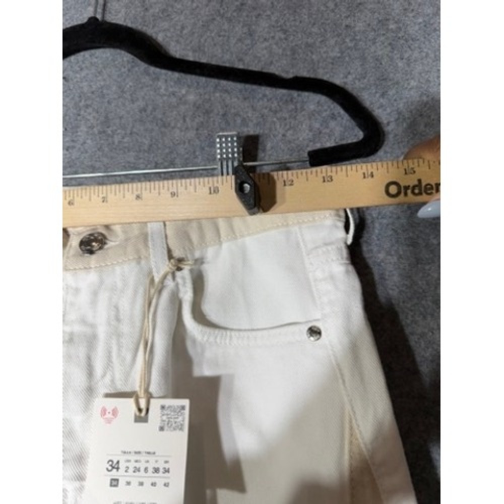 Zara Womens Wide Leg Patchwork Jeans White Ecru High Rise 6164/186/072 Size 2 - Picture 5 of 10